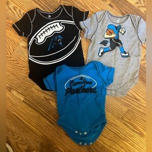 6-9 month Panthers onesies